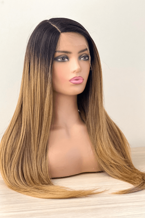 28inch Straight Synthetic Hair Lace Front Side Part Wig Ombre