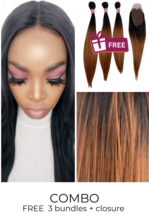 Combo 26inch Lace Front Wig FREE 3 Synthetic Bundle Closure