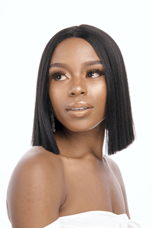 Straight Sharp Bob 10inch Lace Front Synthetic Hair Wig Natural