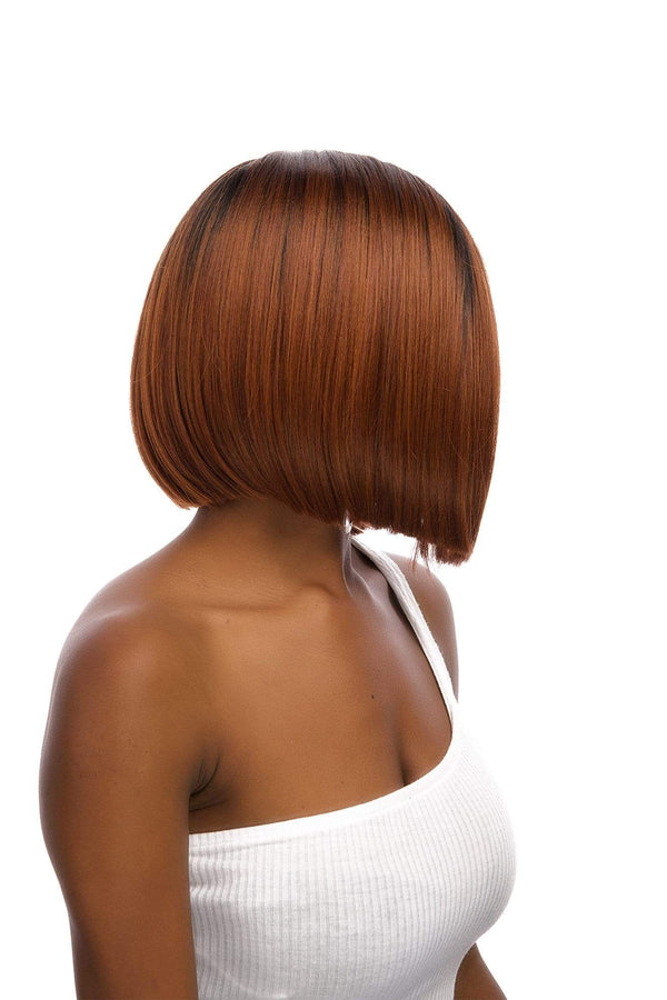 Short Bob Straight Lace Front Side Part Synthetic hair Wig Ombre Ginger