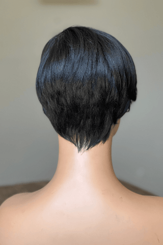 Synthetic Pixie Straight with Lateral Bang Wig Natural Black