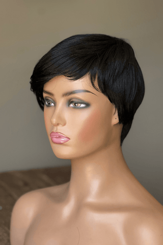 Synthetic Pixie Straight with Lateral Bang Wig Natural Black