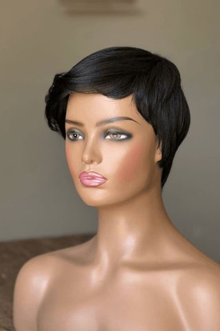 Synthetic Pixie Straight with Lateral Bang Wig Natural Black