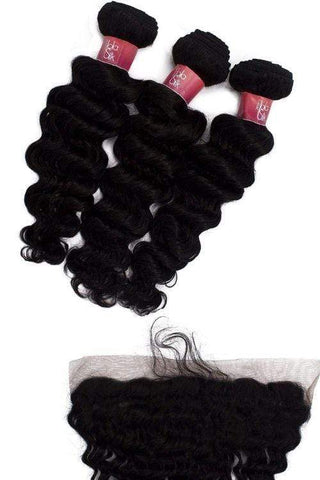 Sew-in Weave - Brazilian Kinky Curls With Lace Closure (Natural Black)